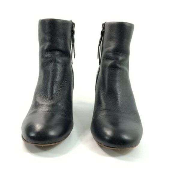 Splendid Pebbled Leather Ankle Block Heel Bootie Black 9.5 - Picture 4 of 11